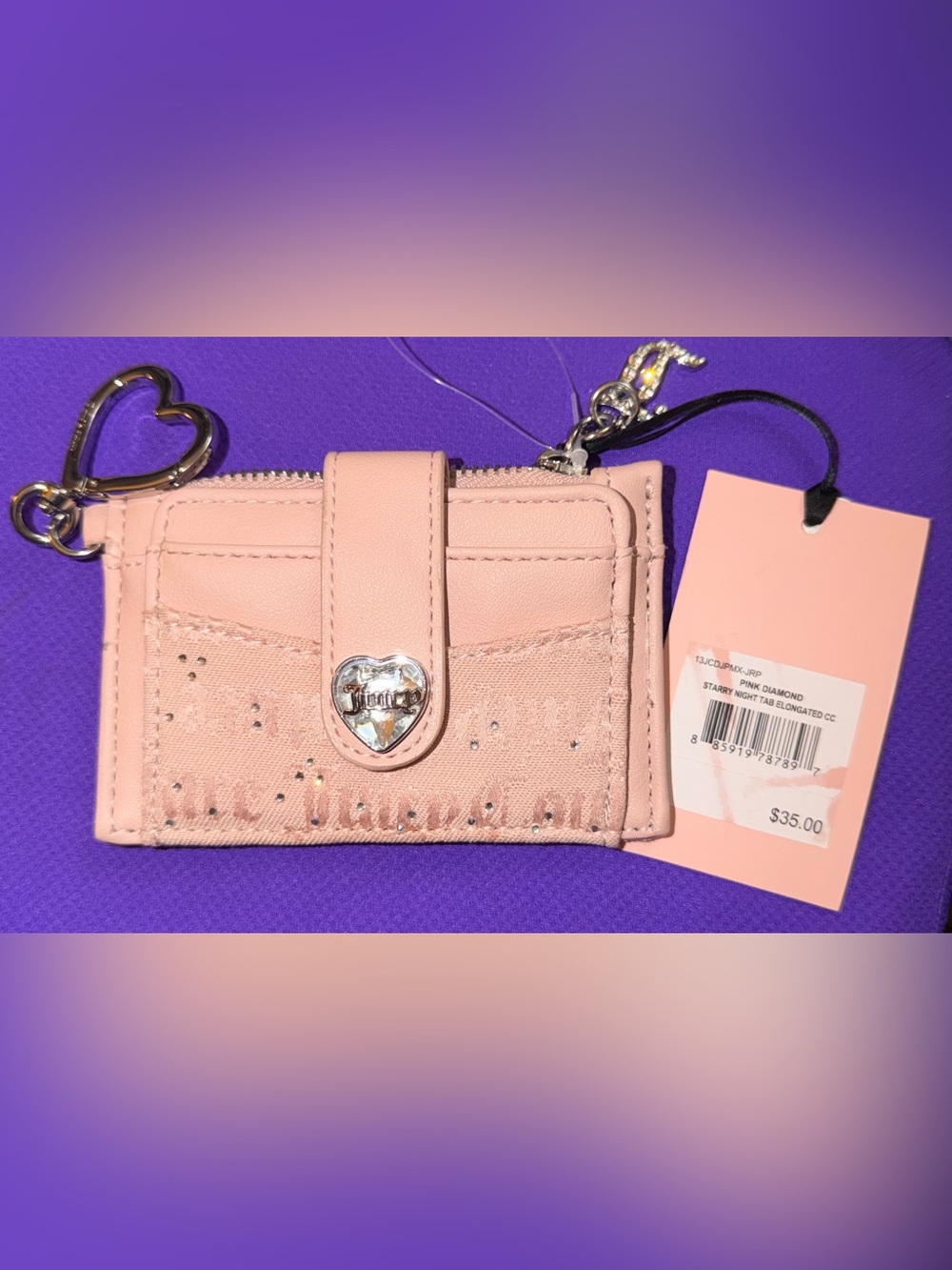 Juicy Couture Pink Heart Charm Cardholder Wallet